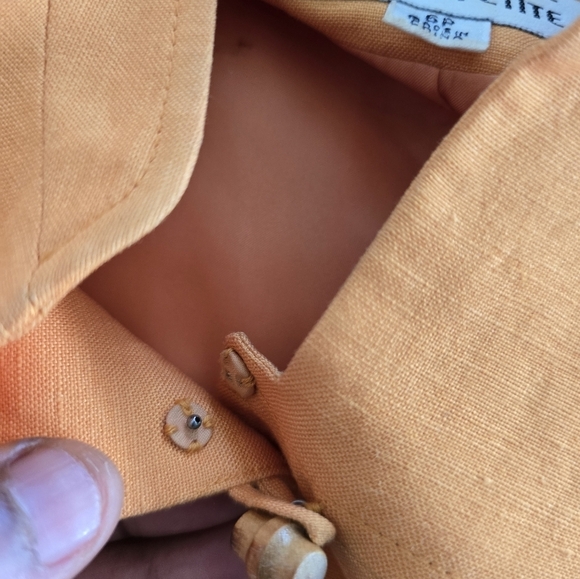 VTG Kasper ASL Linen Blend Jacket Women Sz 6P Orange Drum Rare Buttons Padded - Picture 11 of 11
